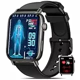 DEKELIFE Smartwatch Herren Damen mit ΒΙυτｚυcker/EKG/HRV/ 1.83' Fitness Gesundheitsuhr mit 24h Herzfrequenz/Blutdruck/SPO2/Schlaf/SOS-Notruf, 145+ Sportmodi Fitnessuhr Schrittzähler iOS Android Schwarz