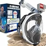 Die Preisgekrönte KAIMANA® Schnorchelmaske für Erwachsene & Kinder - absolut CO2 sicher - inkl. Tragetasche - Tauchermaske Erwachsene - Vollgesichtsmaske Tauchmaske