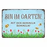 Retro Gartenschilder-Bin im Garten Schild,Metallschild Garten Vintage Dekoration für Balkon Terrasse 20x30cm