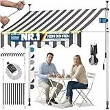 KESSER® Klemmmarkise mit Handkurbel & LED Lichterkette | Balkonmarkise ohne Bohren | Markise UV-beständig höhenverstellbar & wasserabweisend | Sonnenschutz für Balkon Terrasse & Garten 300cm