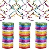 480 Meter Langen Luftschlange Geburtstag, 48 Funkelnd Bunte Luftschlangen in 8 Farben. Perfekt für Hochzeit Deko, Geburtstags Deko, Silvester Deko, Geschenkband und Verschiedene Feierliche Anlässe