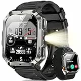 Blackview Smartwatch Herren mit 900mAh, Bluetooth-Anrufe/Kompass/LED-Beleuchtung/2 Armbänder (Silikon/Nylon), Sportuhr mit Puls-Schlaf-Schritte-Kalorien-Kilometer-Monitor, Fitnessuhr für Android iOS