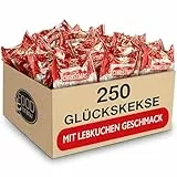 FOOD crew 250x Weihnachtsglückskekse mit Lebkuchen Geschmack - Glückskekse Weihnachten - Süßigkeiten - Gebäck Einzeln Verpackt mit deutschen Sprüchen - Vegan - Made in Germany