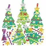 Baker Ross FE880 Weihnachtsbaum Dekoration Bastelsets - Packung mit 8, Weihnachten Dekoration Bastelsets Für Kinder, Kindergeburtstag Basteln, Weihnachtsbastelideen, Weihnachtsbaum, Mittel
