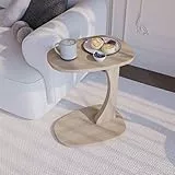 sugodesign Beistelltisch Couch mit Rollen, Kleiner Beistelltisch C-Form, Sofatisch in stylischer Smoky-Oak Optik, Kleiner Couchtisch fürs Wohnzimmer, ideale Ablagefläche für Laptops, Tassen - Norma