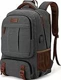 Tzowla Canvas Laptop Rucksack aus Segeltuch,Reise Backpack Tasche Herren und Damen,Arbeit Reiserucksack für 15,6 Zoll Notebook-Rechner,Büchertasche mit USB-Ladeanschluss,Dunkelgrau