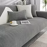 Tielag Couch Überzug, Sofa Überzug, Sofabezug l Form, Sofadecken für Sitzfläche, Sofaschoner rutschfest, für Wohnzimmer, Sofaüberwurf Ecksofa, Grau-R, 70 x 150 cm