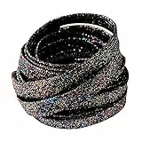 BupiMufi 9-10mm Breit Flache Schnürsenkel in Glitzer [ aus Verbessertes Material ] Reißfeste Metallisch Glänzende Schuhbänder Bling Design 120cm Bunt