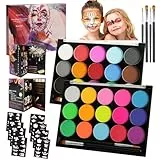 URAQT 2 Stück Kinderschminke Set, 1 Pcs UV Face Paint Body Paint und 1 Pcs 15 Farben Schminkfarben Schminkpalette, für Kinder und Erwachsene