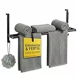 MDCASA Premium Handtuchstange I Handtuchhalter ohne Bohren & verstellbar inkl. Kratzschutz I Stabiler Handtuchhalter Tür für alle gängigen Türen