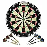 Naissgo Dartscheibe, Dartscheibe mit Pfeilen, Bristle Dartboard, Bristle Klassische Dartscheibe mit Nummer Ring Sisal Darts Set Einschließlich 6 Sätze von Dartpfeile mit Stahlspitze