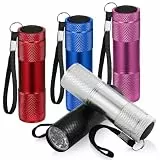 Kssvzz 5 Stück Mini LED Taschenlampen, Aluminium Taschenlampe Kinder mit 9 LED, Wasserdicht für Notfall, Outdoor, Camping