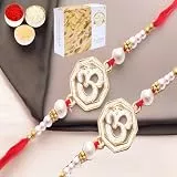 Ghasitaram Gifts Rakhi for Brother Rakhis Online- Set of 2 The Sparkle of Heavenly Divine Blessings for My brother Rakhi with 200 gms of Soan Papdi