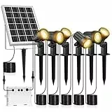 MEIKEE Solar Strahler 6 Stück 2700K Warmweiß Solar Gartenleuchte mit Erdspieß IP66 Wasserdicht 3 Helligkeit 2 Modi Gartenbeleuchtung 6000MAH Solarlampen für Außen Garten Rasen Terrasse Baum