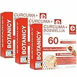 BOTANICY Curcuma + Boswellia forte - Kurkuma Weihrauch Kapseln mit Markenrohstoff NovaSOL - Plus Vitamin D3 für Knochen & Muskeln - Hohe Bioverfügbarkeit, Hochdosiert - 180 Weihrauch Kurkuma Kapseln