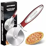 SCHVUBENR Pizzaschneider - Superscharfer Pizzaroller aus Edelstahl - Leicht zu schneiden und zu reinigen - Spülmaschinenfest - Für große und kleine Pizza - Küchenutensilien - Rot