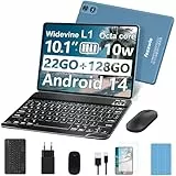 fezawio 2024 Tablet Android13, Tablet 10,1 Zoll, 2,4 / 5G WiFi + Bluetooth 5.0, 12 GB RAM + 128 GB ROM (TF 512 GB), 8000 mAh, Octa - Core 2,0 GHz, 5 MP + 8 MP, Blau