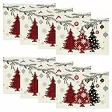Artoid Mode Rot Kiefer Bäume Weihnachten Platzsets 8er Set, 30x45cm Winter Xmas Tischset Waschbar Platzdeckchen Küche Party Deko