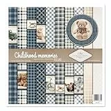 ITD Collection - Scrapbook Papier - Scrapbooking Set - Motivpapier zum Basteln - Dekorpapier 12x12 inches - 310 x 310 mm - 10 Blatt + 1 – Childhood Memories - Blue - SLS-041