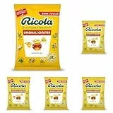 Ricola Original Kräuter, 75g Beutel Original Schweizer Kräuter-Bonbons mit 13 Schweizer Alpenkräutern, zuckerfrei, 1 x 75g, vegan (Packung mit 5)