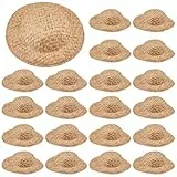 SUNNYCLUE 40 Stück Mini Gewebter Hut Miniatur Strohhüte Großpackung Dunkle Goldrute Stricken Puppenhaus Sombrero Dekoration Puppe Winzige Kappen Für Heimwerker Basteln Weihnachtskostüm PartyF