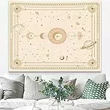 Arawat Wandteppich Mondphasen Wandtuch Schwarz Weiß Wandteppich Mond Sonne Wanddeko Psychedelic Wandteppiche Teppich Gothic Trippy Tapestry Wandtuch Wandbehang Boho Wand Deko (150 x 130cm)