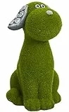 Lashuma Tierstatue Hund - Gartenfigur in Steinoptik mit Grüner Beflockung - Tierfigur 18 cm