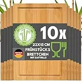 DuneDesign Frühstücksbrettchen Holz 10er Set - Bambus Holzbrett 22x15cm für Küche & Frühstück - stabiles Stullenbrett für Vesper Brotzeit und Snacks - langlebiges Schneidebrett klein - Brotbrett eckig