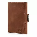 BROWN BEAR Geldbörse Herren & Damen klein mit Münzfach echt Leder Vintage Braun | Slim Wallet RFID-Schutz | Mini Portemonnaie Echtleder | Kredit-Kartenetui für 11 Karten | BB Bruce HBR