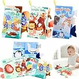 AIRCADIA Baby Spielzeug 0 6 Monate, Babybuch 3 Pack Sensorisches Stoffbuch, Interaktive Fühlbuch Mit Sound, Lernspielzeuge knisterspielzeug Baby Geschenk für Neugeborene (Insekten Wald Gletscher)
