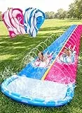 JOYIN 22,5ft/685.8cm Wasserrutsche und 2 Bodyboards, Garten-Wasserrutsche Sommer-Rutsch-Wasserrutschen Wasserspielzeug mit eingebautem Sprinkler für Outdoor-Wasserspaß für Kinder, Blau, Rosa