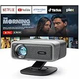 Smart Beamer 4K[Kompatibel mit Netflix] 3D Dolby Audio VISSPL 30000Lumen Autofokus/Auto Trapezkorrektur Projektor,WiFi6 Bluetooth Beamer 4K Heimkino,Outdoor Video Projektor Mit 360° Drehbarem Ständer
