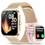 CASCHO Smartwatch Damen mit Telefonfunktion, 1.85' HD Uhren mit Herzfrequenz SpO2 Schlafmonitor Schrittzähler, 120+ Sportmodi Fitnessuhr, IP68 Fitness Tracker, Smart Watch Kompatibel für Android iOS