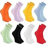 Rainbow Socks - Damen Herren Baumwolle Diabetiker Socken Ohne Gummibund - 8 Paar - Orange Gelb Lila Blau Grün Schwarz Weiß Rot - Größen 44-46