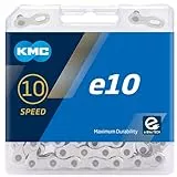 Fahrrad Kette, KMC Fahrradkette, e10 Silver, 1/2' x 11/128', 122 Glieder, 10-fach, silber