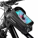 ROCKBROS Fahrrad Rahmentasche Lenkertasche Wasserabweisend Handytasche für Smartphone bis zu 6.8 Zoll mit TPU Sensitivem Touchscreen für Montainbikes, Rennrad, Ebikes