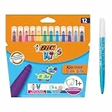 BIC Kids Filzstifte Kid Couleur, Fasermaler zum Malen in 24 auswaschbaren Farben, mit stabiler Spitze, im Karton Etui, ab 5 Jahre