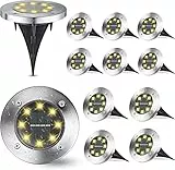 Joomer 12 Stück Solar Bodenleuchten Aussen, Solarleuchten für Garten Außen mit 8 LEDs, 3000K Warmweiß Wasserdicht Led Solar Gartenleuchten, Solarlampen für Außen Rasen Auffahrt Gehweg Patio