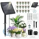 Solar Bewässerungssystem, Automatische BewäSserung für Pflanzen im Urlaub, Automatisches Solar Tropfbewässerung mit 15M Tropfschlauch für Garten, Balkon Pflanzen,Topfpflanzen,Kübelpflanzen im Freie