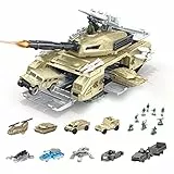 RedCrab Panzer Spielzeug Set, Militärtransportpanzer mit 9 Militärfahrzeuge Spielzeug und 9 Mini Spielzeugsoldaten Modelle -Drehbarer Geschützturm und Simulierter Raketenstart Geschenke für Kinder