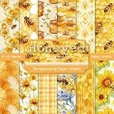 craspire 24 Stück Scrapbook Papierblock Bienen Honig Origami Papier 6 × 6 Zoll Einseitig Buntes Papier Gelbes Tagebuch Dekorationspapier Für DIY Album Hintergrund Junk Journal Basteln Kunst
