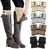 PHOGARY 4 Paare Stulpen Damen Winter Beinwärmer, Stricken Häkelarbeit Kurze Knopf Leg Warmers Mädchen Stiefel Boot Abdeckung für Winterwärmer