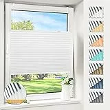 Magiea Plissee ohne Bohren verdunkelung, Thermo Plisseerollo Klemmfix, Weiß 45x130cm(BxH), Verdunklungsplissee 100% lichtundurchlässig, Faltrollo für Fenster, Sichtschutz Sonnenschutz