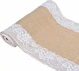 JIUERYY Spitze natürliche Jute Tischläufer Hochzeit Dekoration-30*275CM