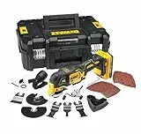 DEWALT Multi-Tool/ Multifunktionswerkzeug (18 Volt, 2,0 Ah Akku, bürstenlos, LED-Arbeitslampe, Airlock-System, inkl. 35-teiliges Zubehör-Set, 2 Akkus, Schnell-Ladegerät und TSTAK Box II) DCS355D2
