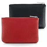 simarro 2 Stück Kleines Portemonnaie Damen, Leder Mini Geldbörse Klein Portemonnaie Coin Purse Münzgeldbörse Münzbeutel Schlüsseletui Woman Wallet Mini Geldbeutel für Damen (Schwarz Rot)