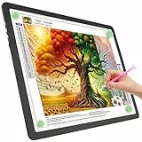 TOHETO A4 Leuchttisch für Diamantmalerei, Ultraheller Leuchtkasten mit Seitliche Tasten, LED Licht Pad zum Nachzeichnen, Lichtplatte Lichttafel zum Skizzieren, Zeichnen, Tattoo, Designen (Schwarz)