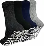 ZAKASA Stoppersocken Herren Antirutsch Socken: ABS Rutschfeste Socken Männer Anti Rutsch Socken mit Noppen Baumwolle Noppensocken Sportsocken 39-42 Klassisch-4 Paare