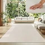 TT Home Wohnzimmer Teppich Kurzflor Anti-Rutsch Rückseite Unifarben Modern Waschbar, Farbe: Creme, Größe:200x280 cm