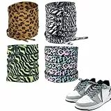 4 Paar Flache Schnürsenkel 120 × 0,8 cm,Animal Print Schuhbänder im Leo&Zebra Design,Ersatz Schnürsenkel für Sneaker, Turnschuhe & Freizeitschuhe Schnürbänder für Erwachsene & Kinder (Farbe-1)